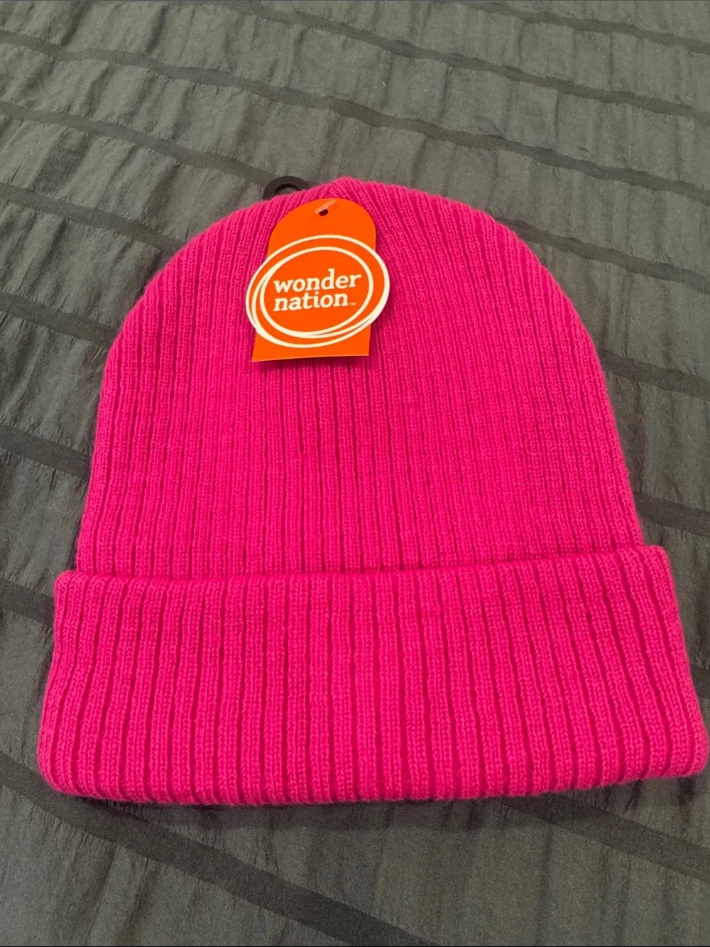 wonder nation Bright Pink Ribbed Fold-Over Beanie